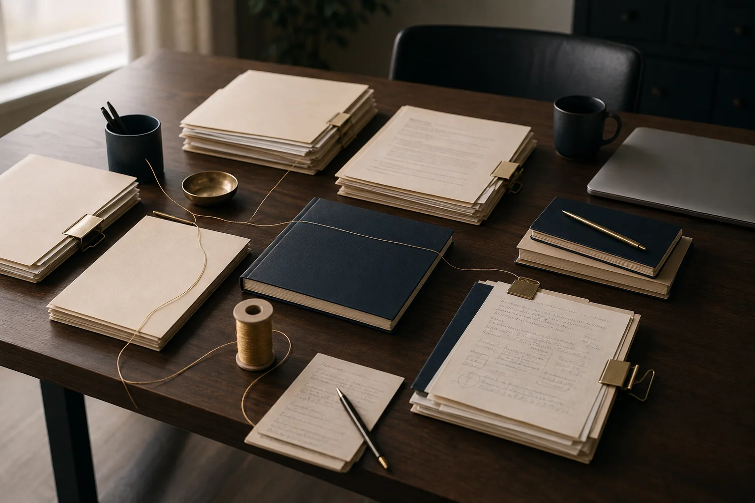 Dossiers et carnets reliés, évocation de la mémoire d'entreprise